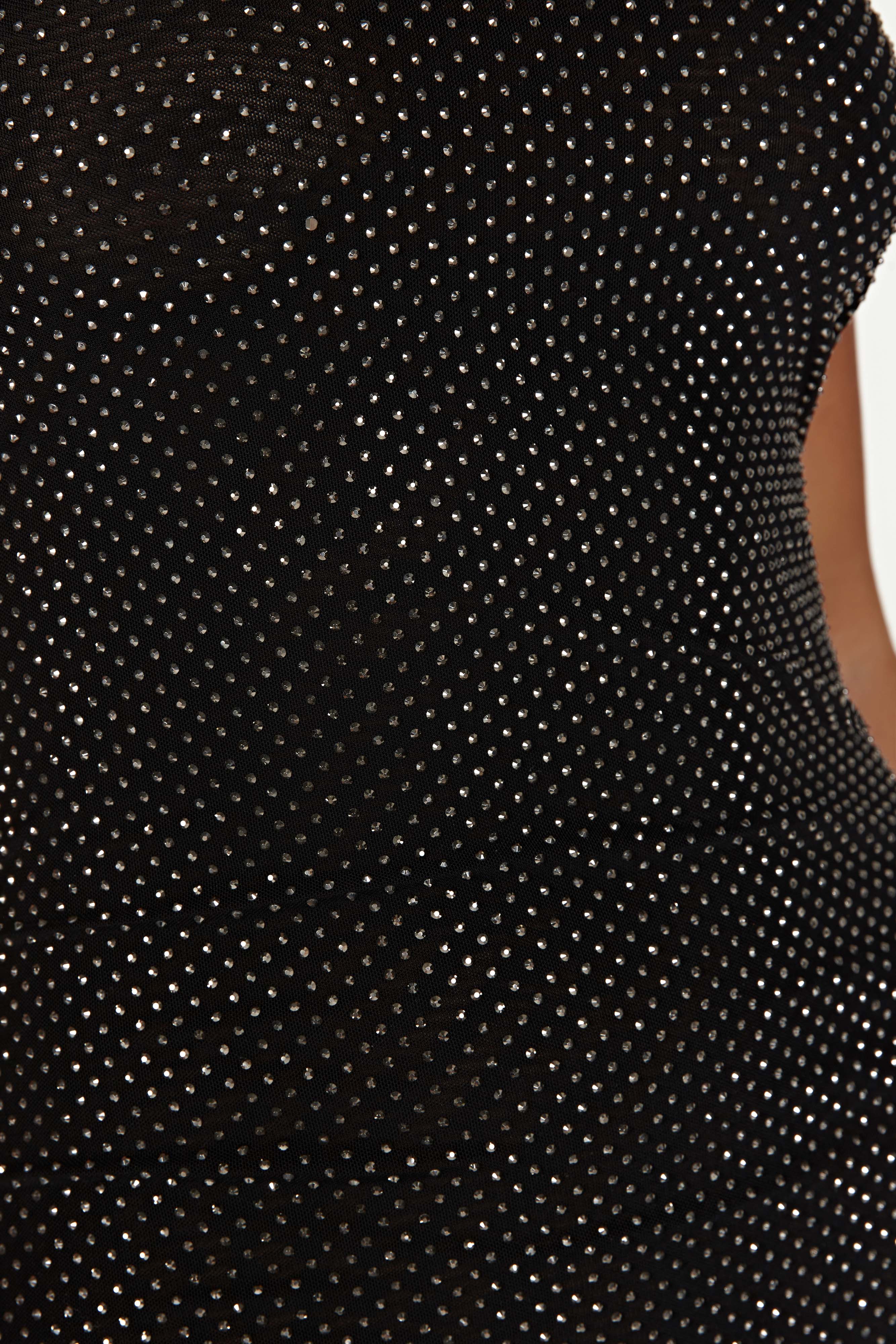 Waverly Strapless Diamante Midi Dress - Black