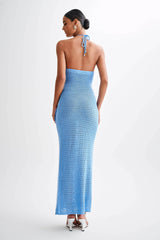 Kyla Floral Crochet Maxi Dress - Cornflower Blue