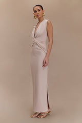 Lorelei Crepe Twist Midi Dress - Taupe