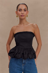 Cora Ruched Strapless Top - Black