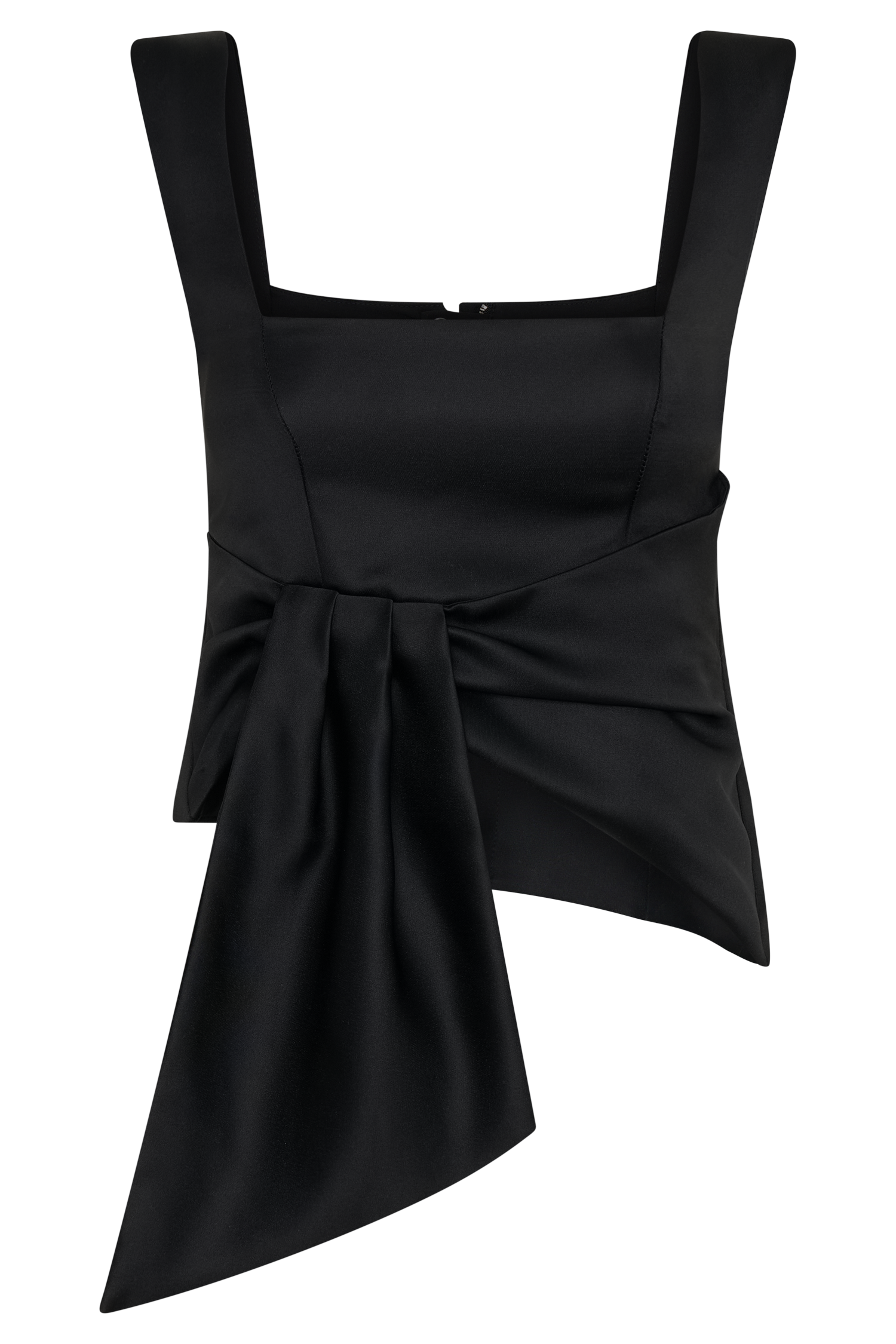 Bryony Satin Structured Sleeveless Top - Black
