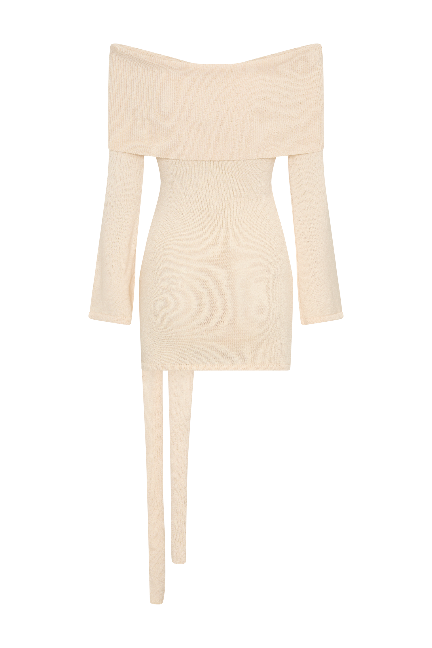Camryn Off Shoulder Tie Knit Mini Dress - Cream Marle