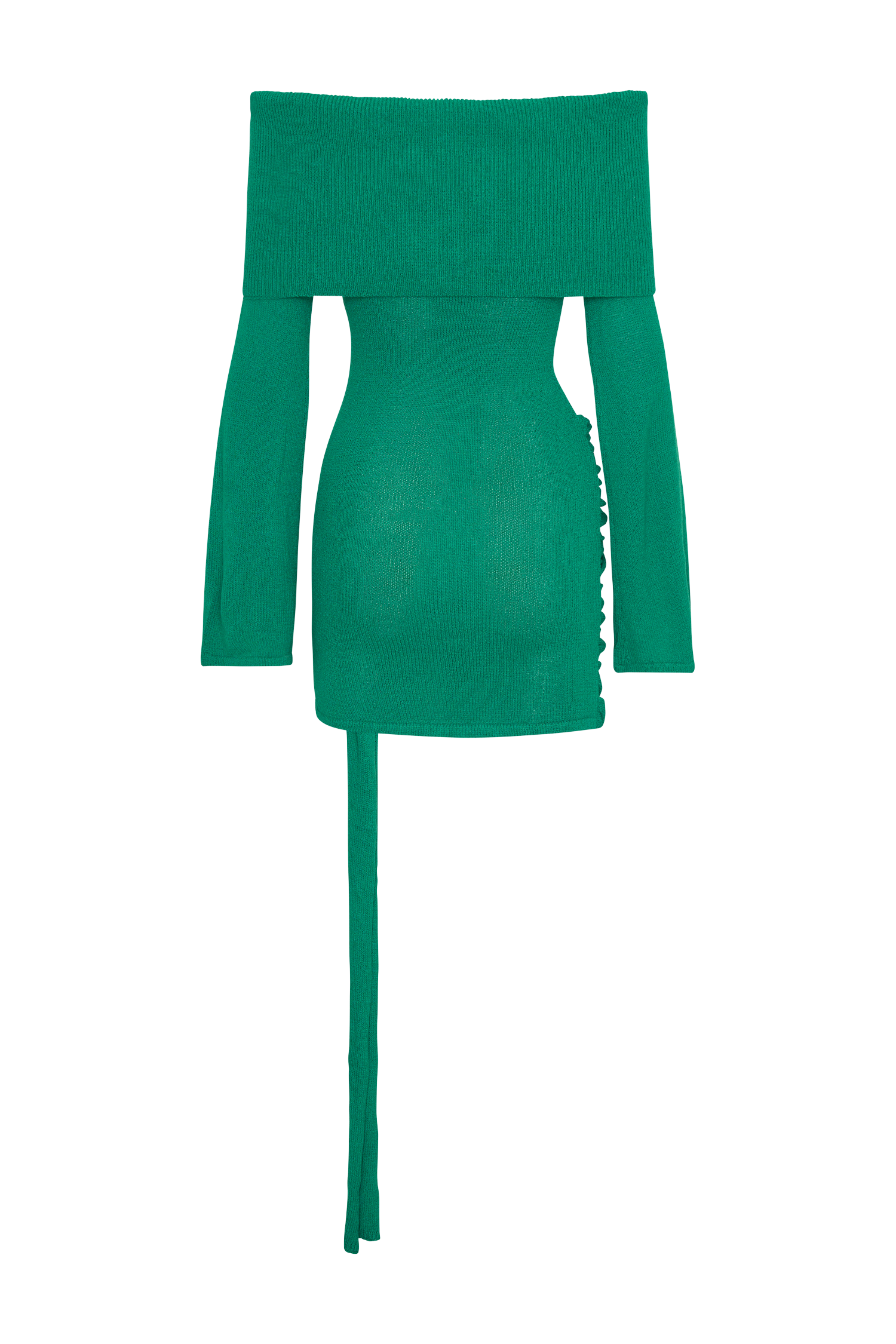 Camryn Off Shoulder Tie Knit Mini Dress - Green