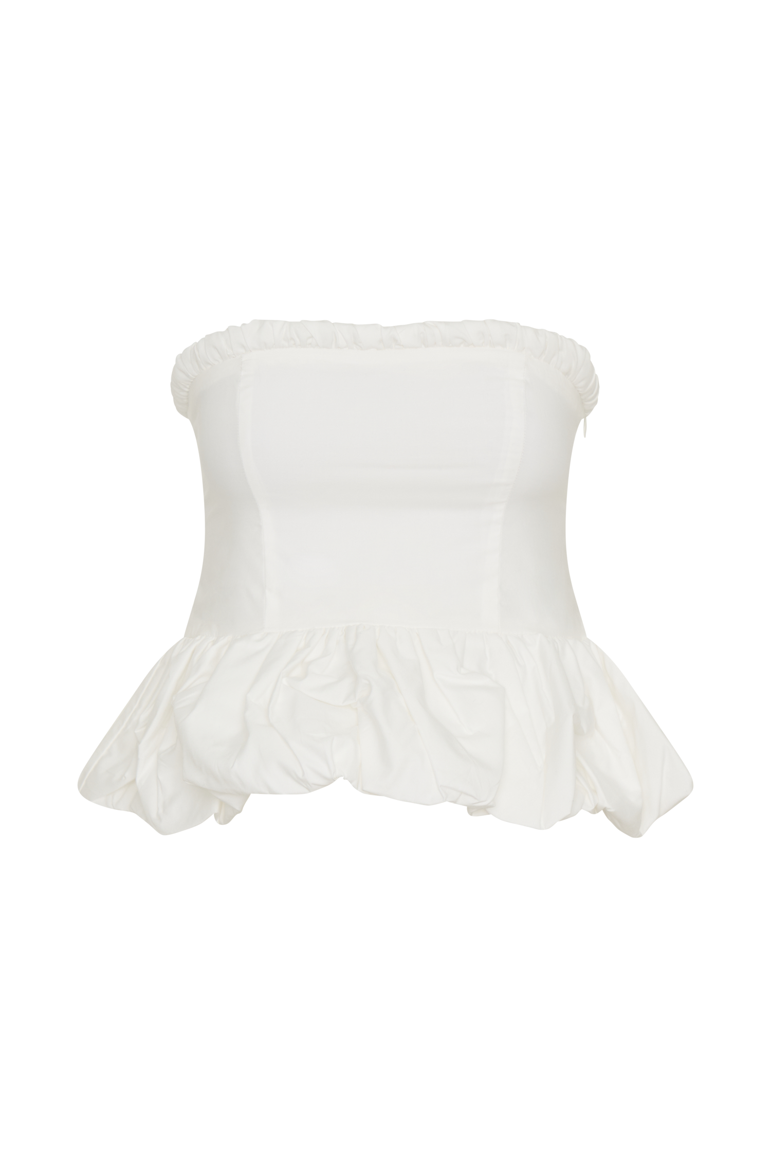 Cora Ruched Strapless Top - White