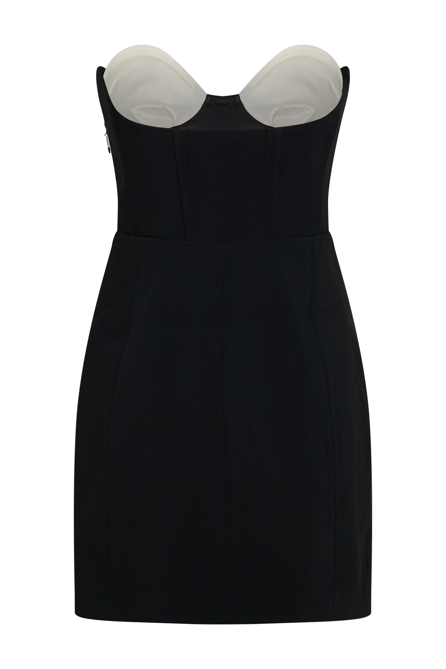 Deana Contrast Suiting Strapless Mini Dress - Black