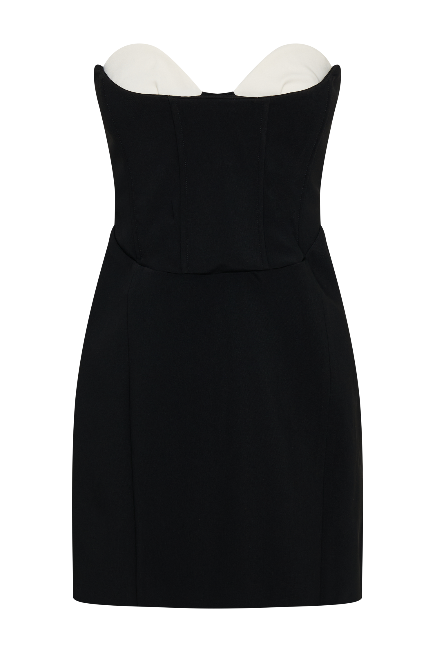 Deana Contrast Suiting Strapless Mini Dress - Black