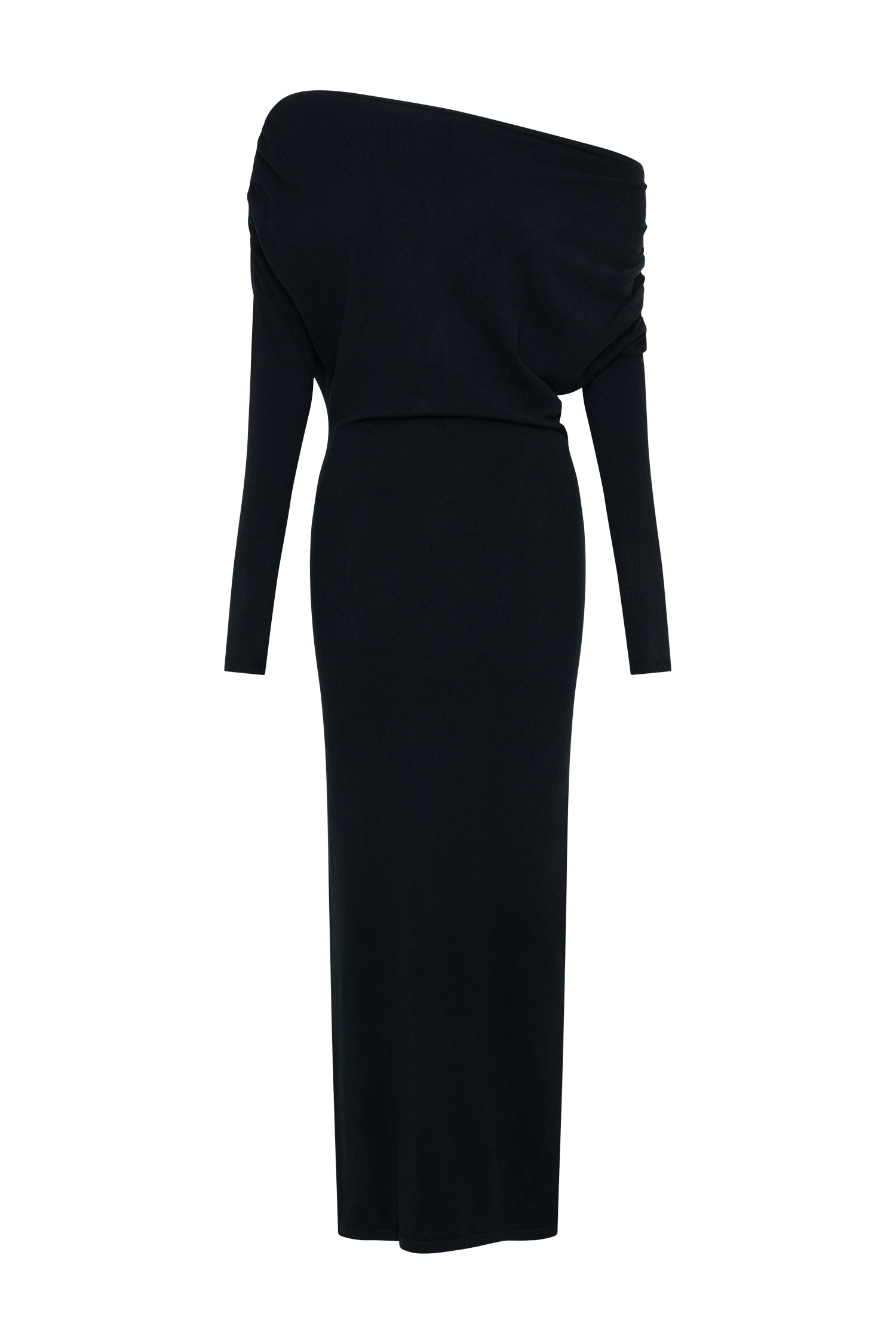 Jessie Cowl Neck Knit Midi Dress - Black