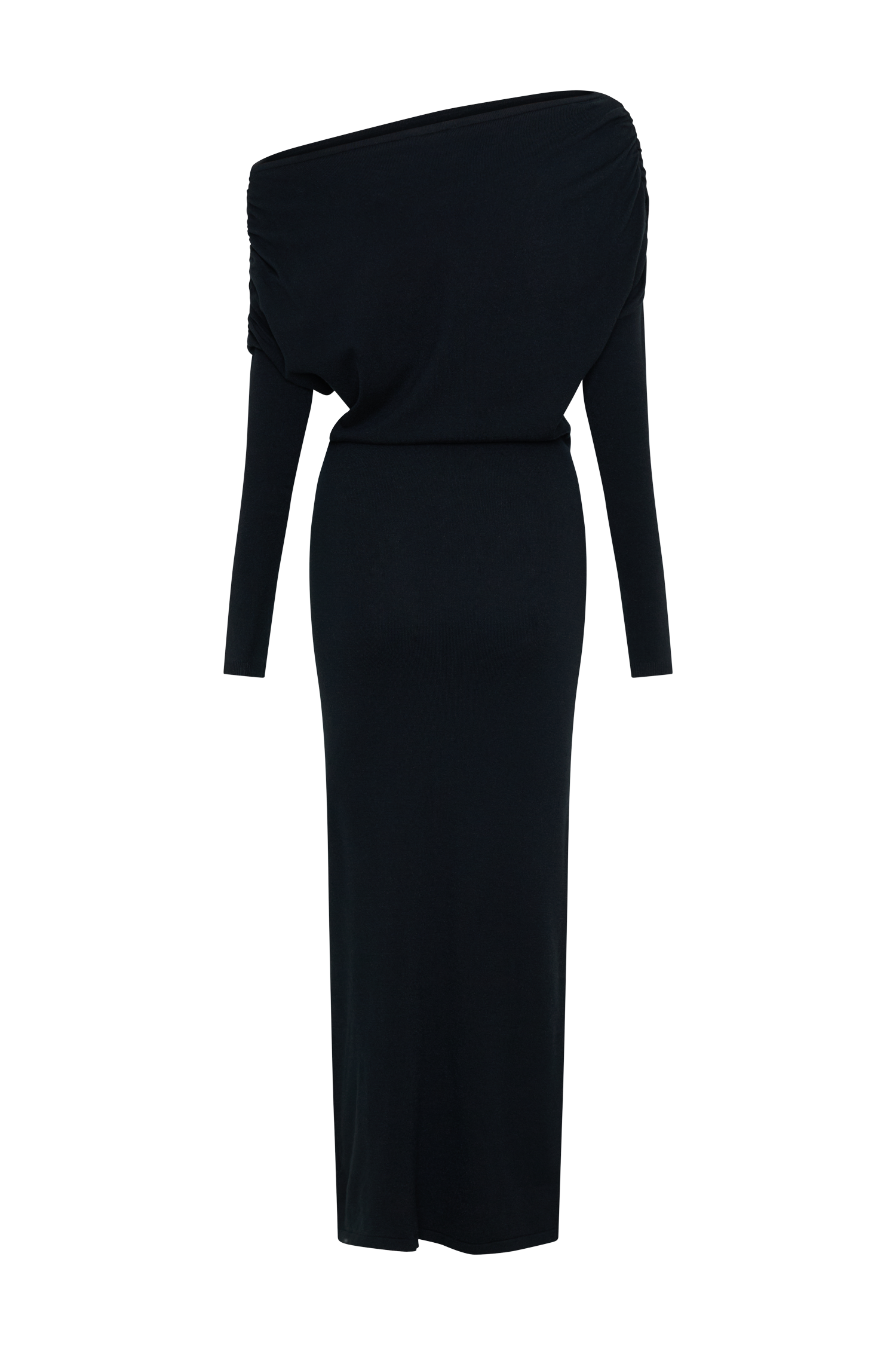 Jessie Cowl Neck Knit Midi Dress - Black