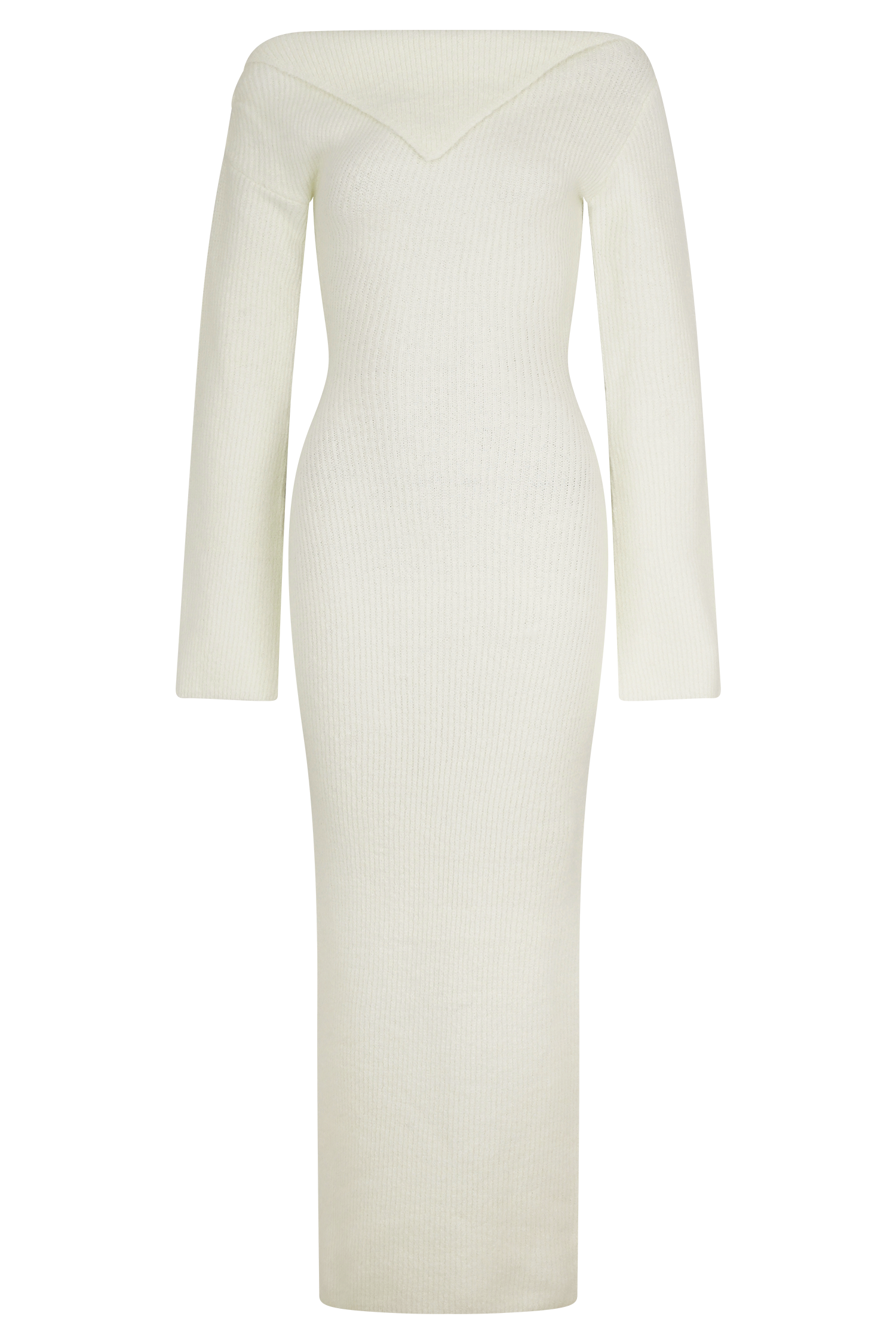 Magenta One Shoulder Fluffy Knit Midi Dress - Ivory